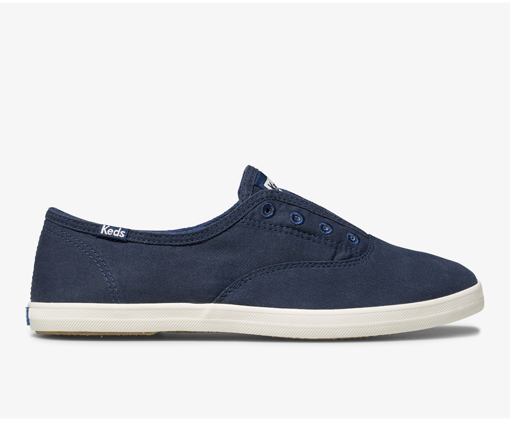 Keds Slip Ons Damen Blau - Chillax Seasonal Washable - BIK-412876